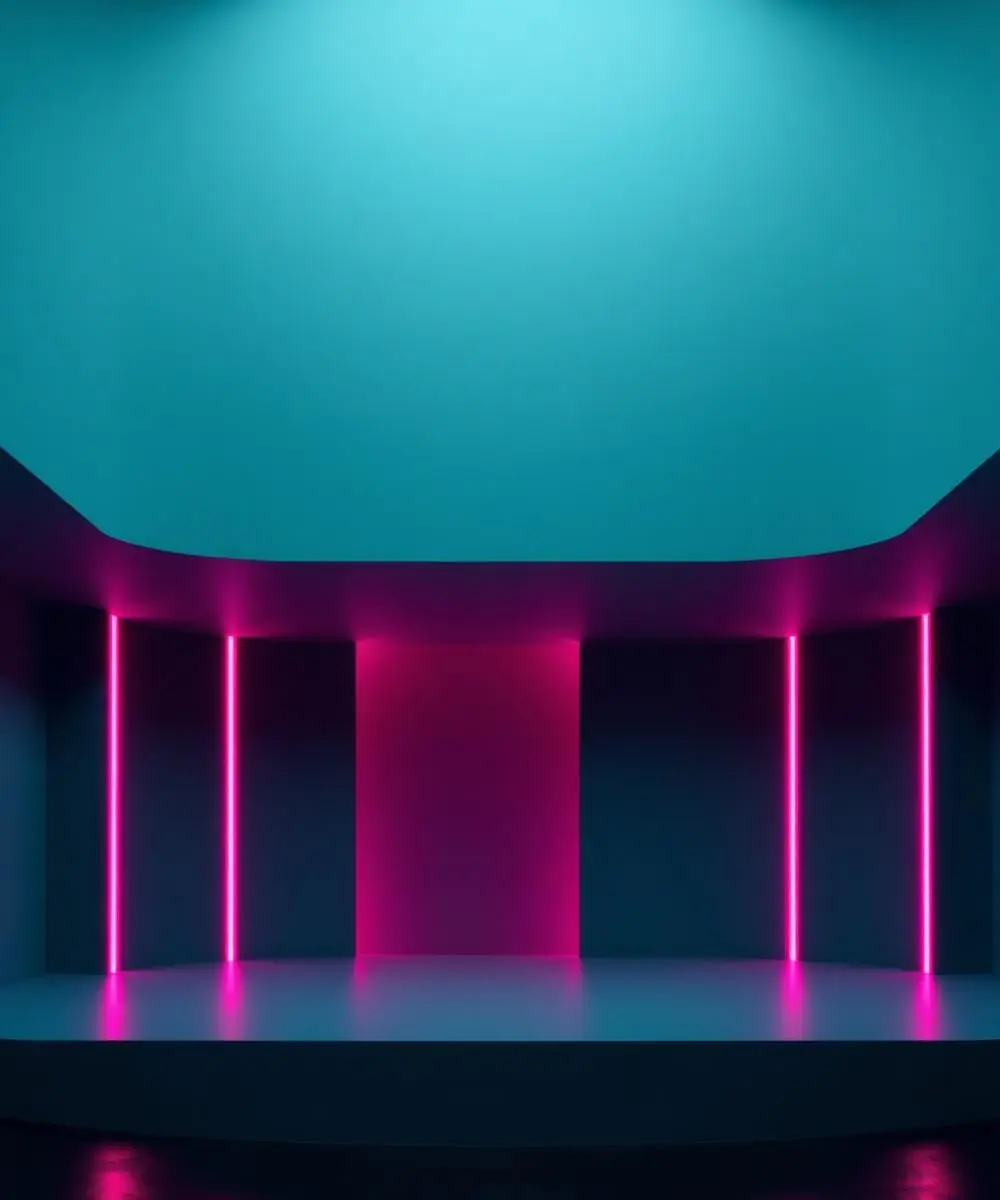 Bespoke live experience by Civina — sculptural stage design lit in magenta